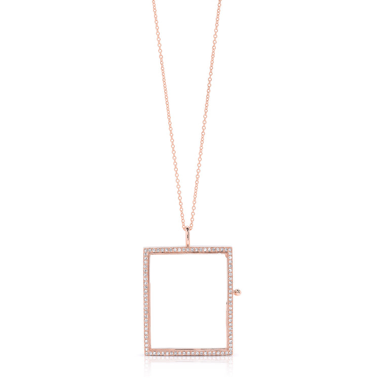 Reversible Rectangular Diamond Locket