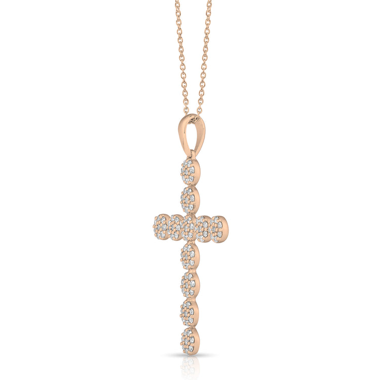 3/4 Ctw Cluster Diamond Cross Pendant