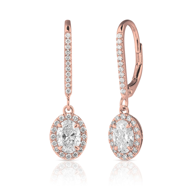 2 Ct Lab Grown Oval Halo Earrings