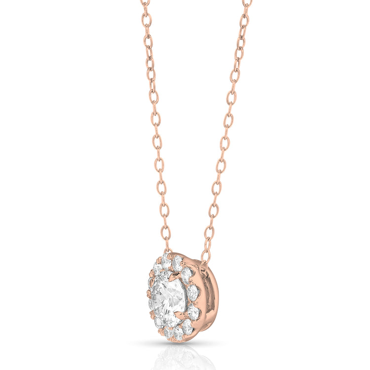 3/4 Ct Center Round Lab Grown Diamond Halo Pendant