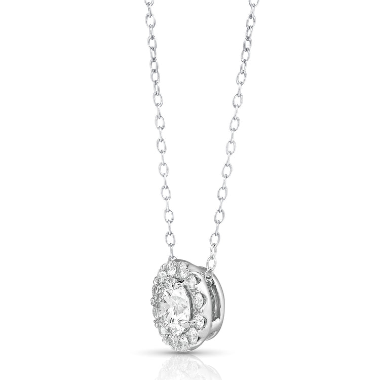 3/4 Ct Center Round Lab Grown Diamond Halo Pendant