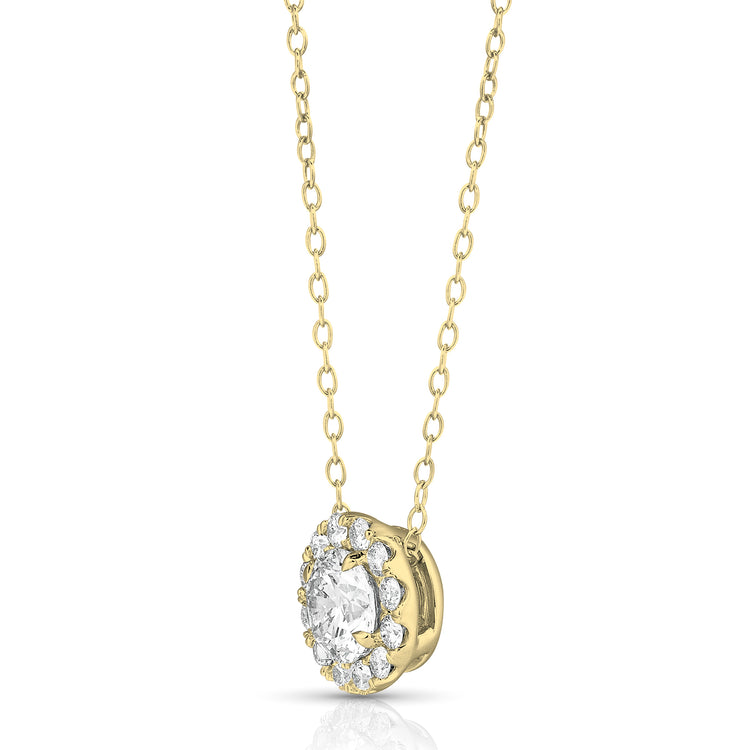 3/4 Ct Center Round Lab Grown Diamond Halo Pendant