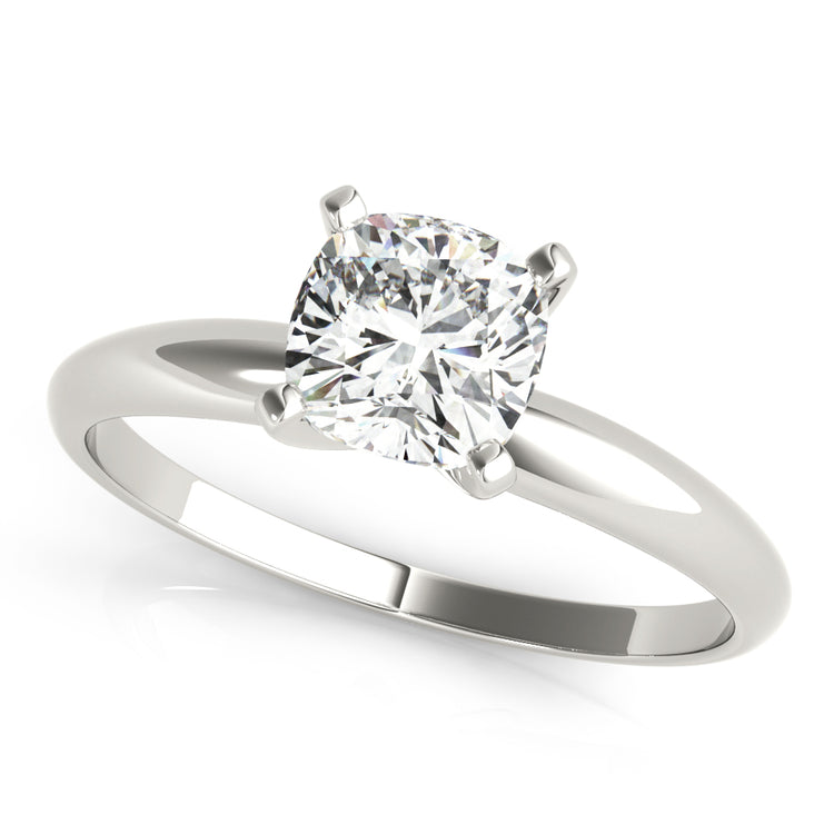 14K White Gold Solitaire Cushion Shape Diamond Engagement Ring