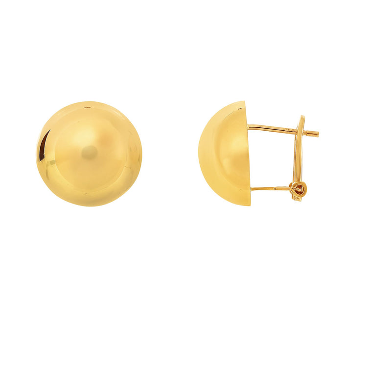 14K Gold Polished Ball Omega Back Earring