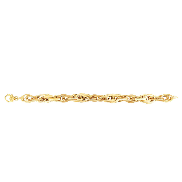 14K Gold Elongated Interlocking Oval Heritage Link Bracelet