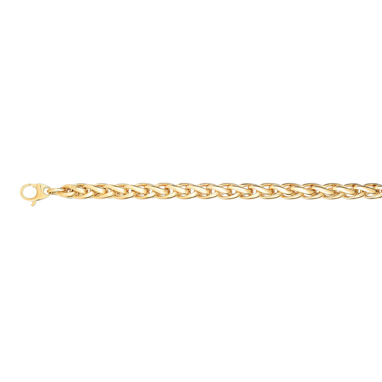 14K Gold Fancy Round Wheat Link Bracelet