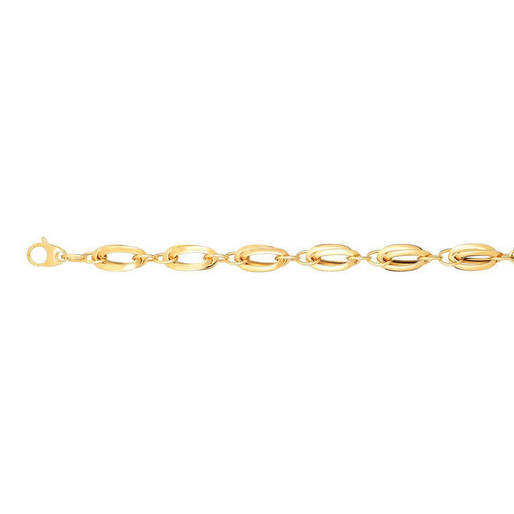 14K Gold Double Elongated Oval Link Bracelet