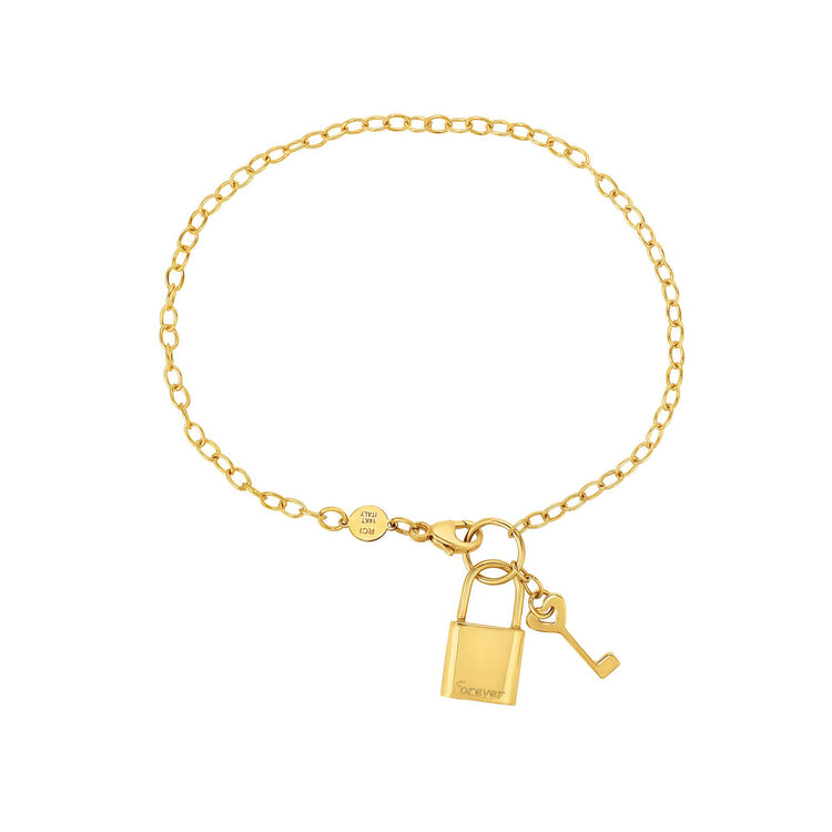 14K Gold Lock & Key (Forever) Bracelet