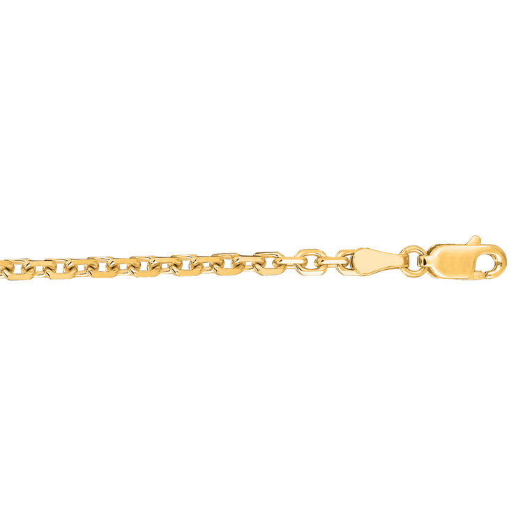 14K Gold 3.1mm Diamond Cut Cable Chain