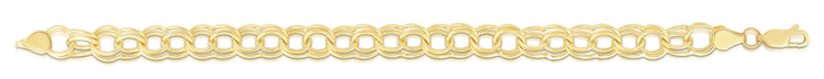 14K Gold 8mm Large Double Link Charm Bracelet