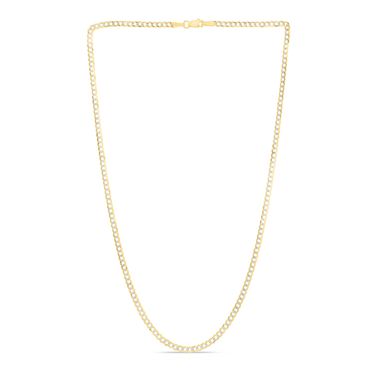 14K Gold 2.6mm White Pave Curb Chain