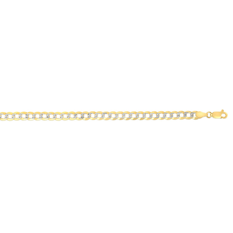 14K Gold 4.6mm White Pave Curb Chain