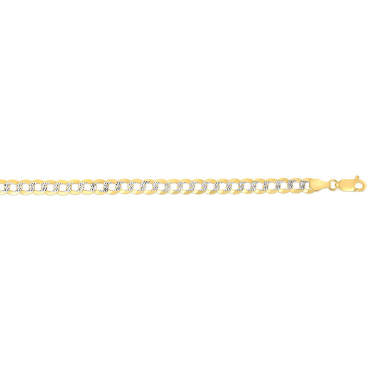 14K Gold 7mm White Pave Curb Chain