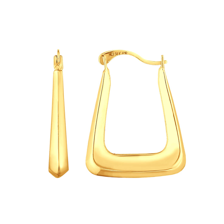 14K Gold Rectangular Back to Back Hoop Earring
