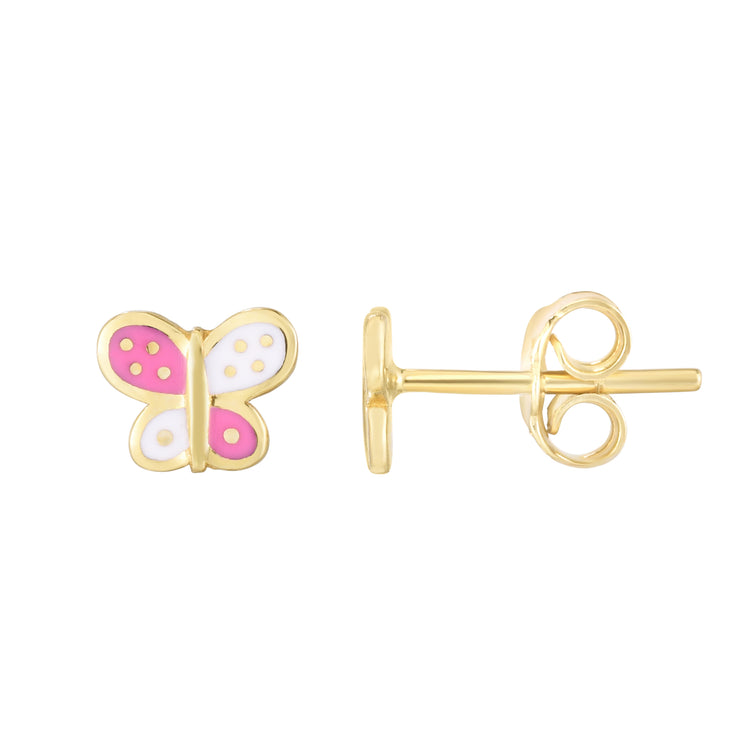 14K Butterfly Enamel Earrings