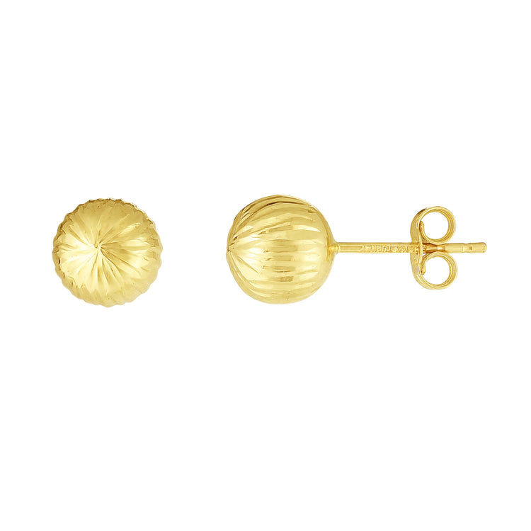 14K Gold 7mm Linear Cut Post Earring