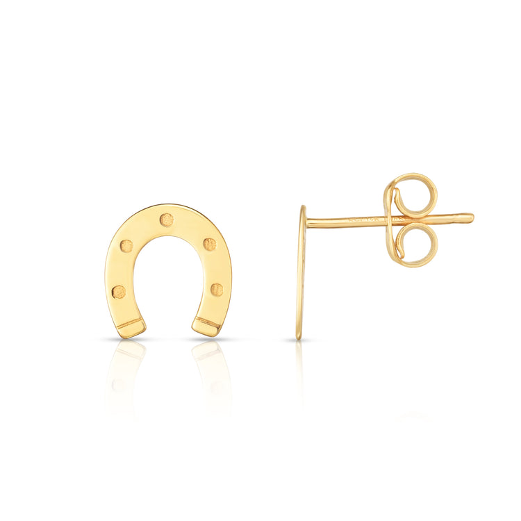 14K Gold Horseshoe Stud Earrings