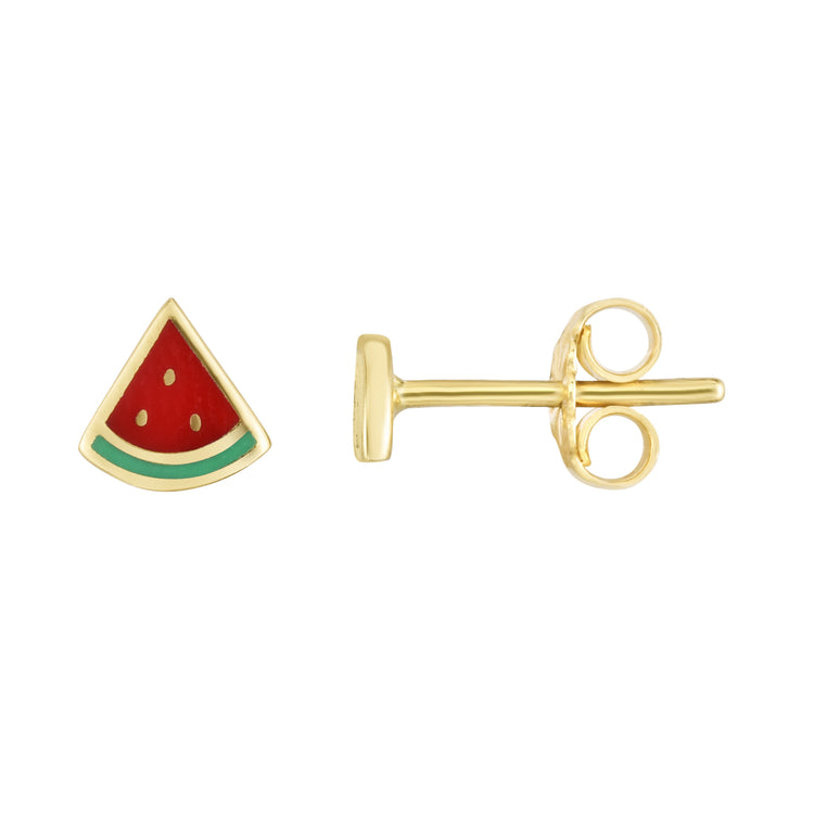 14K Watermelon Enamel Earrings