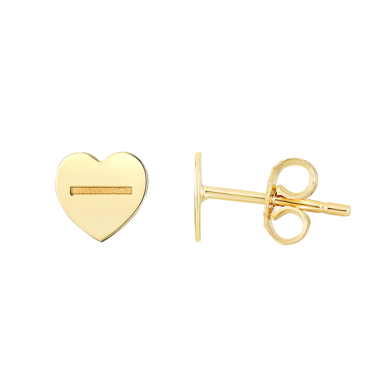 14K Heart Screw Studs