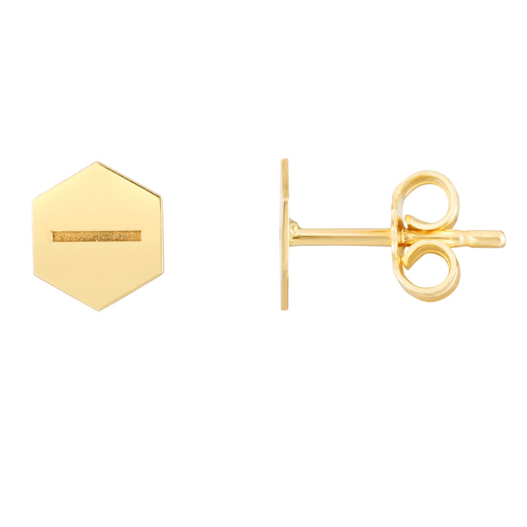 14K Hexagon Screw Studs