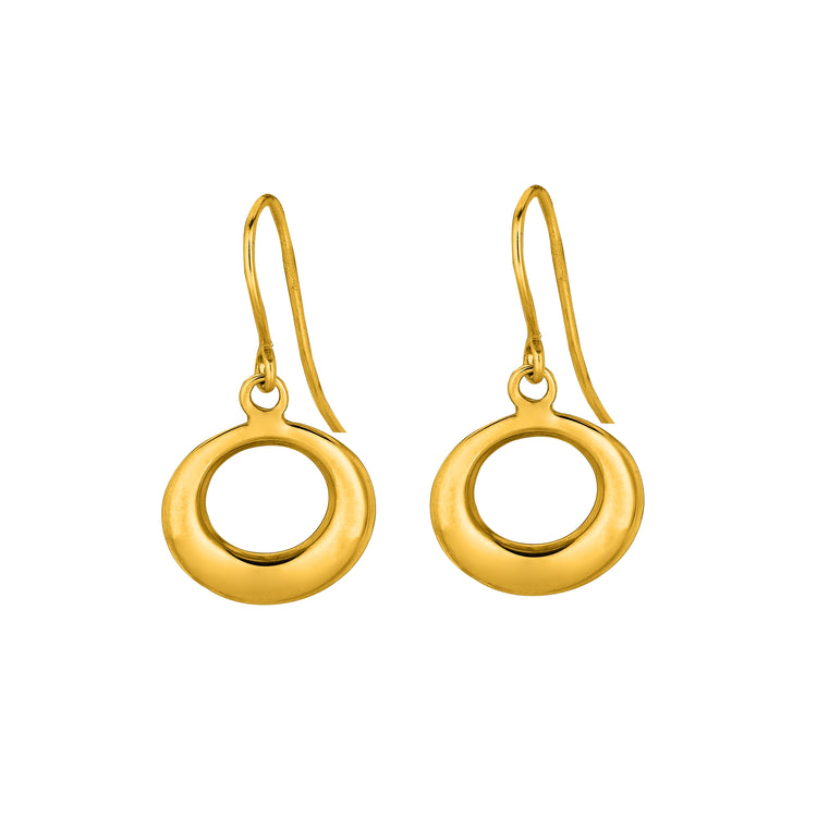 14K Gold Polished Open Circle Drop Earring