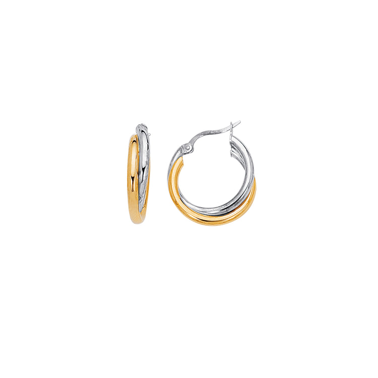 14K Two-tone Gold Polished Double Row Hoop Earring