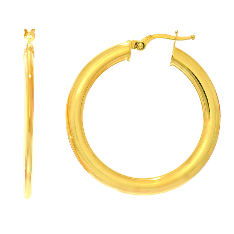 14K Gold Polished Hinged Hoop Earring