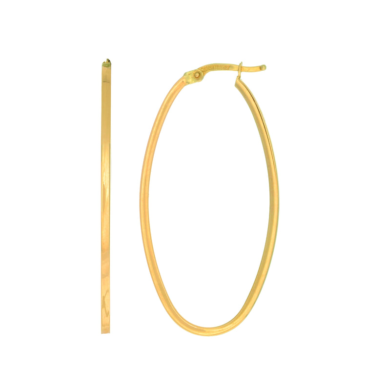 14K Gold Large Oval Hoop Earring