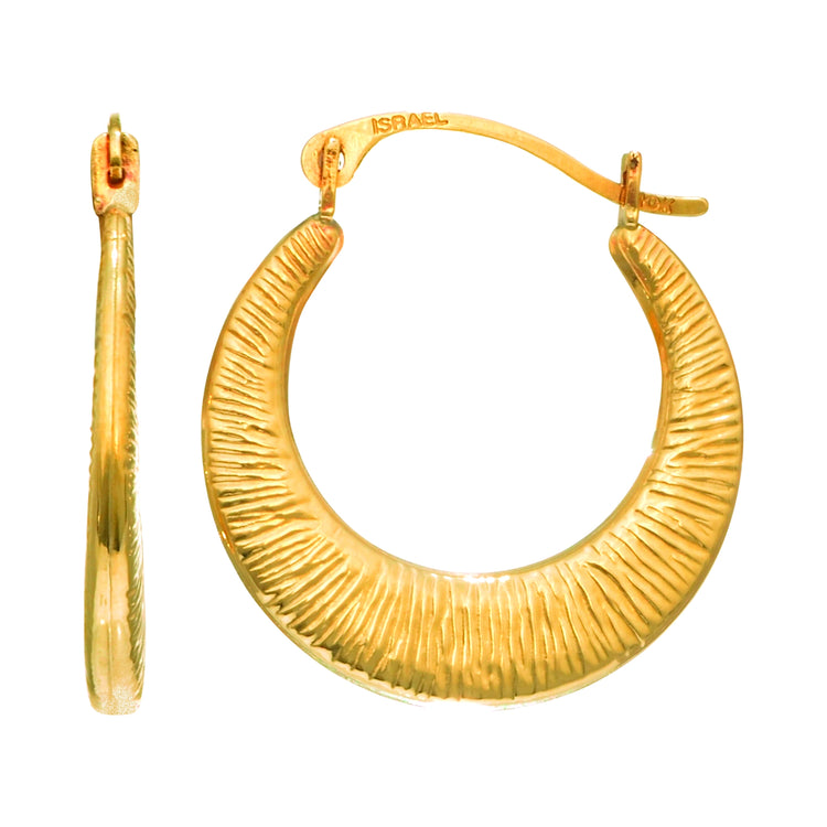 14K Gold Textured Back to Back Hoop Earring