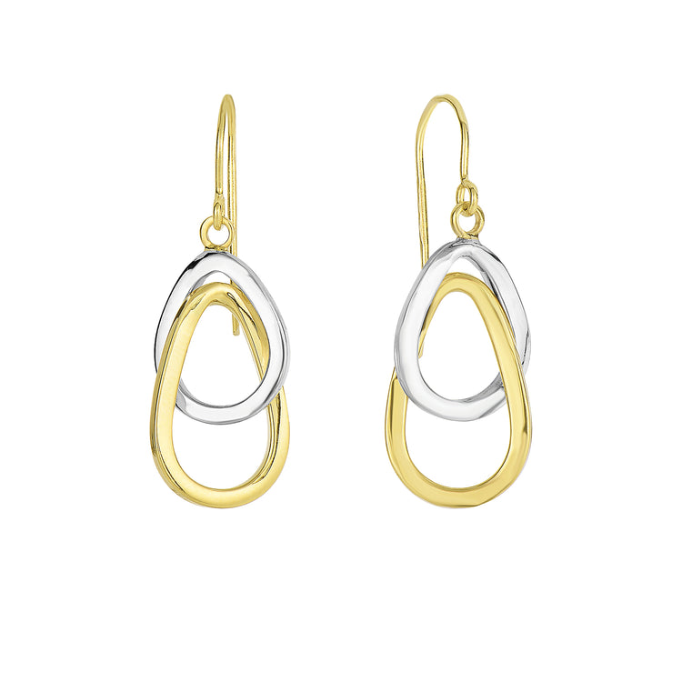 14K Gold Interlocked Ovals Drop Earring