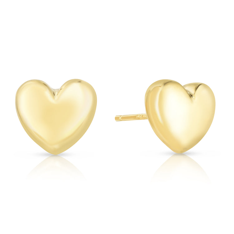 14K Gold Large Polished Heart Post Earring