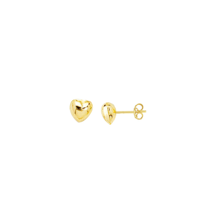 14K Gold Puffy Heart Stud Earring