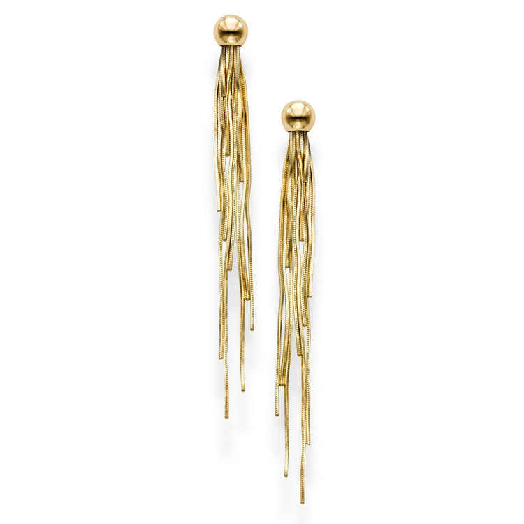 14K Gold Polished Bead Shoulder Duster Earring