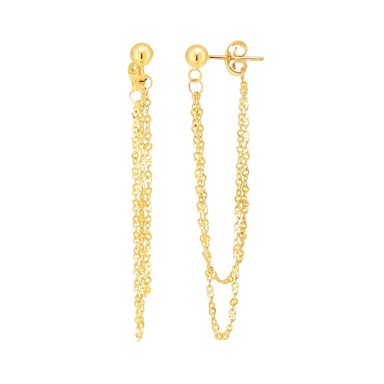 14K Gold Front to Back Chain Drop Earring