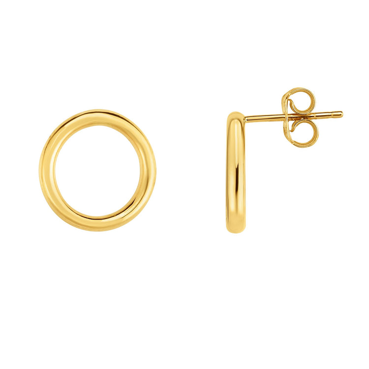 14K Gold Open Circle Stud Earring