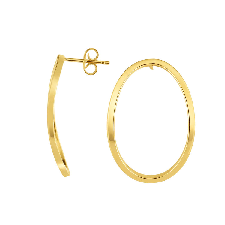 14K Gold Polished Open OvalEarring