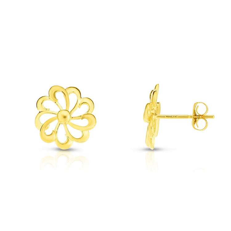 14K Gold Flower Stud Earring