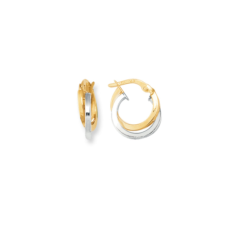 14K Gold Mini Polished Double Hoop Earring