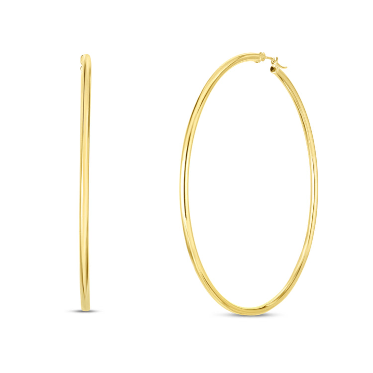 14K Gold 2x60mm Polished Hoop Earring