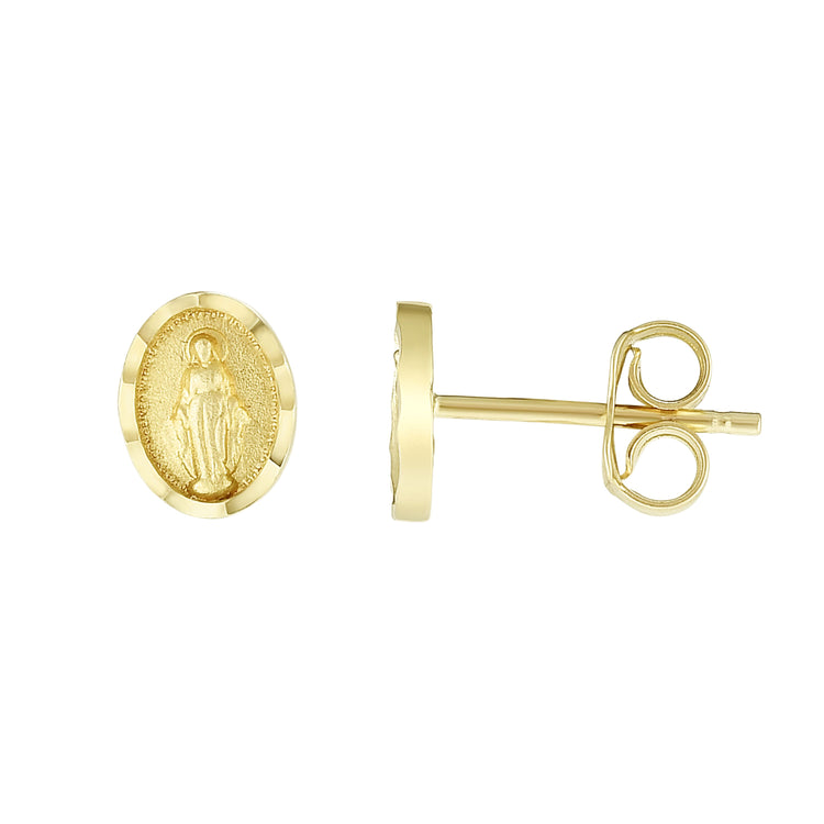 14K Gold Virgin Mary Stud Earring