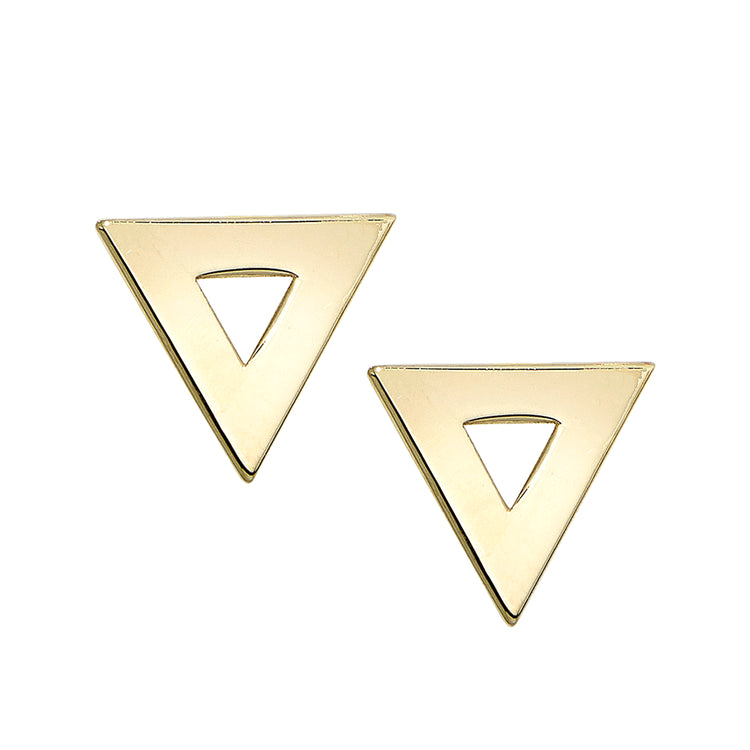 14K Gold Polished Open Triangle Stud Earring