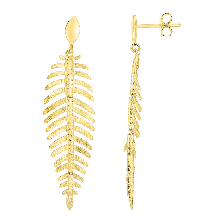 14K Gold Fancy Leafy Earrings