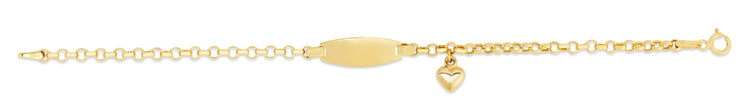 14K Gold Children's Dangling Heart ID Bracelet