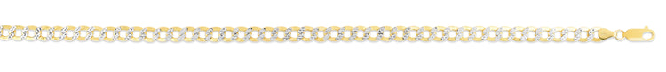 14K Gold 6.5mm 20" Lite White Pave Curb Chain