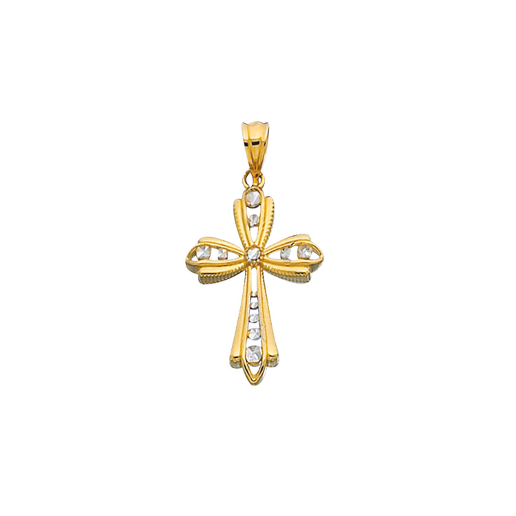 14K Gold Bead Detail Cross