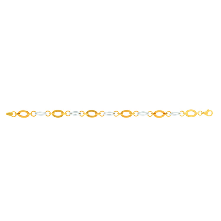 14K Two-tone Gold Oval Link Bracelet
