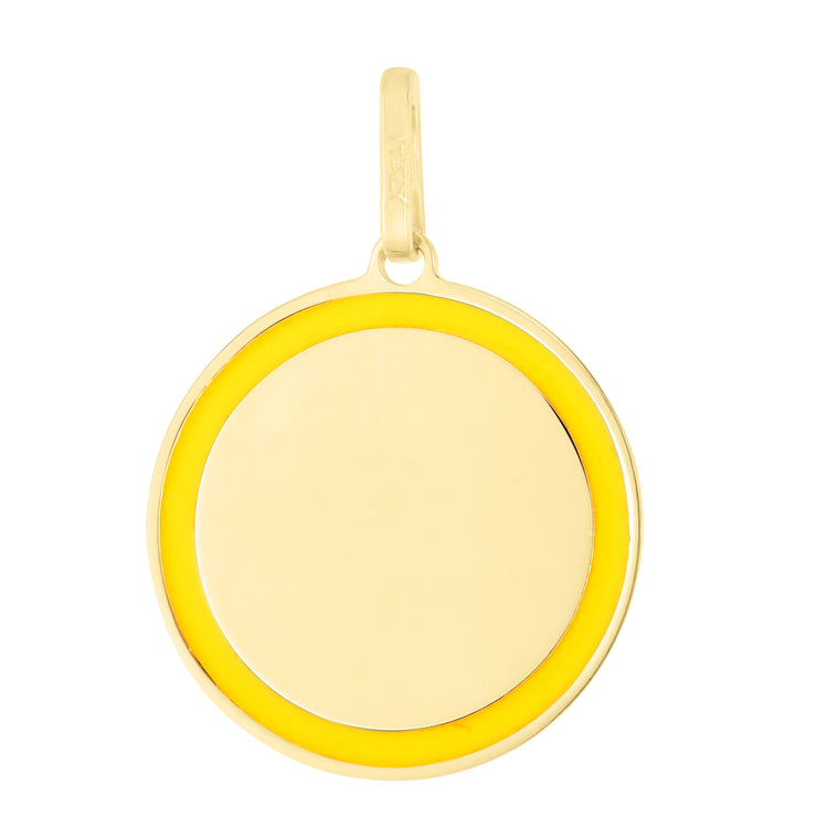 14K Yellow Enamel Circle Charm