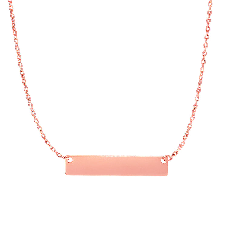 14K Gold Small Polished Bar Necklace