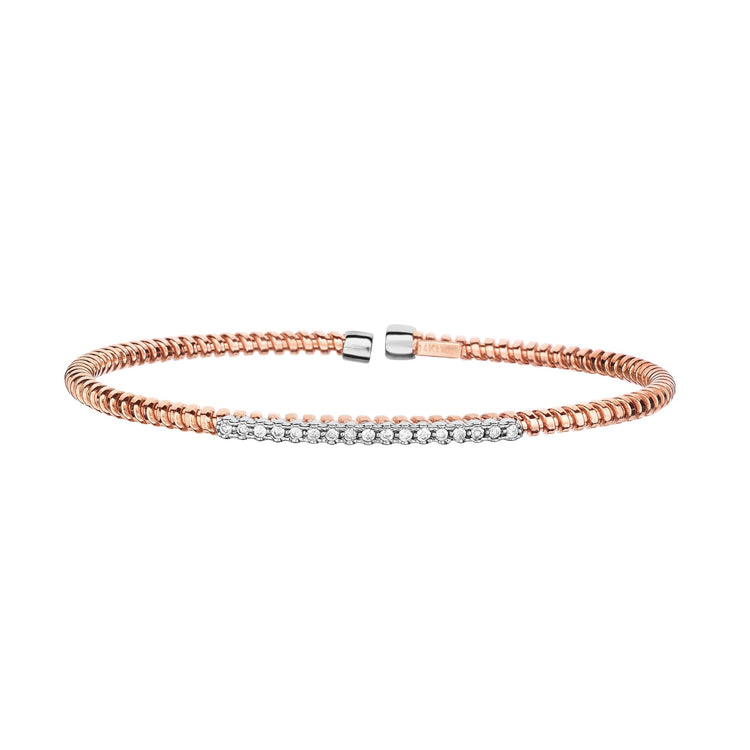 14K Gold .17ct Diamond Bar Cuff