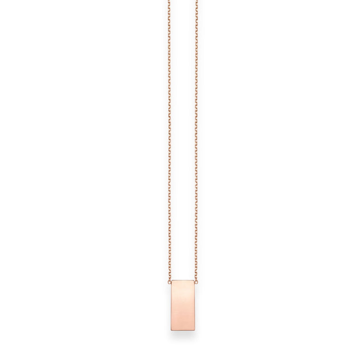 14K Gold Polished Rectangular Bar Necklace